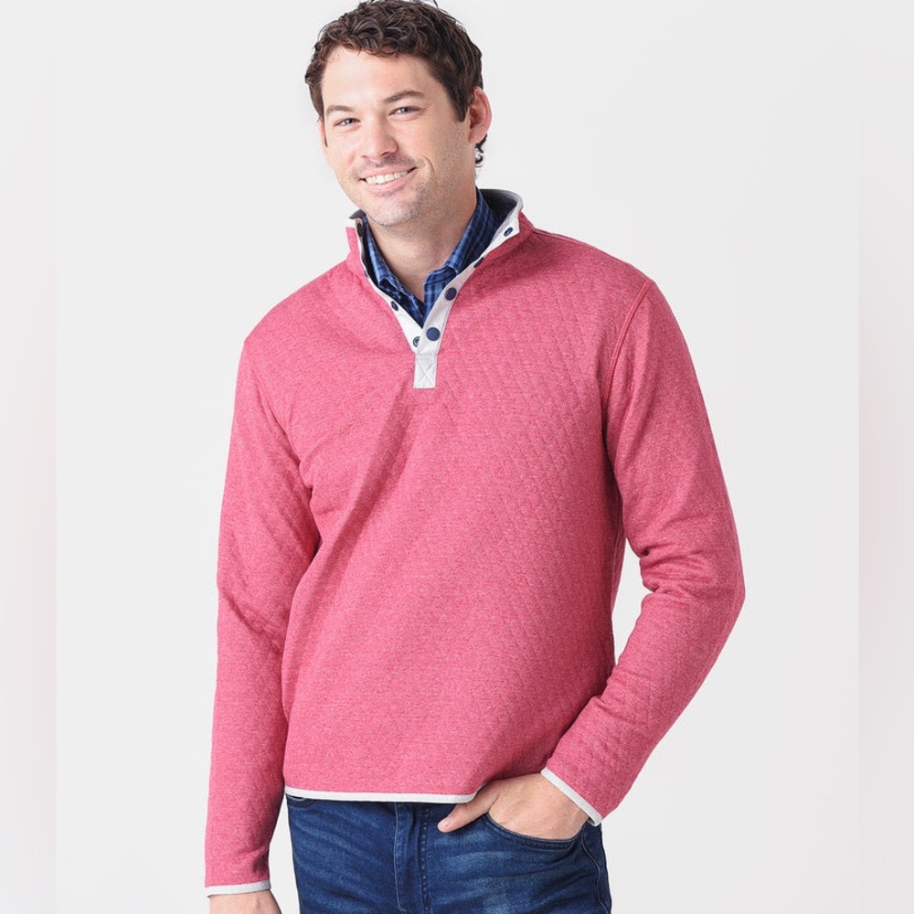 Southern Tide Men's Long-Sleeve Tiller Heather Reversible Quarter-Snap Pullover